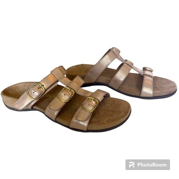 Vionic Gold Leather Sandals Size 7